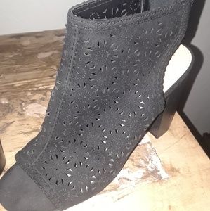 Black open toe booties